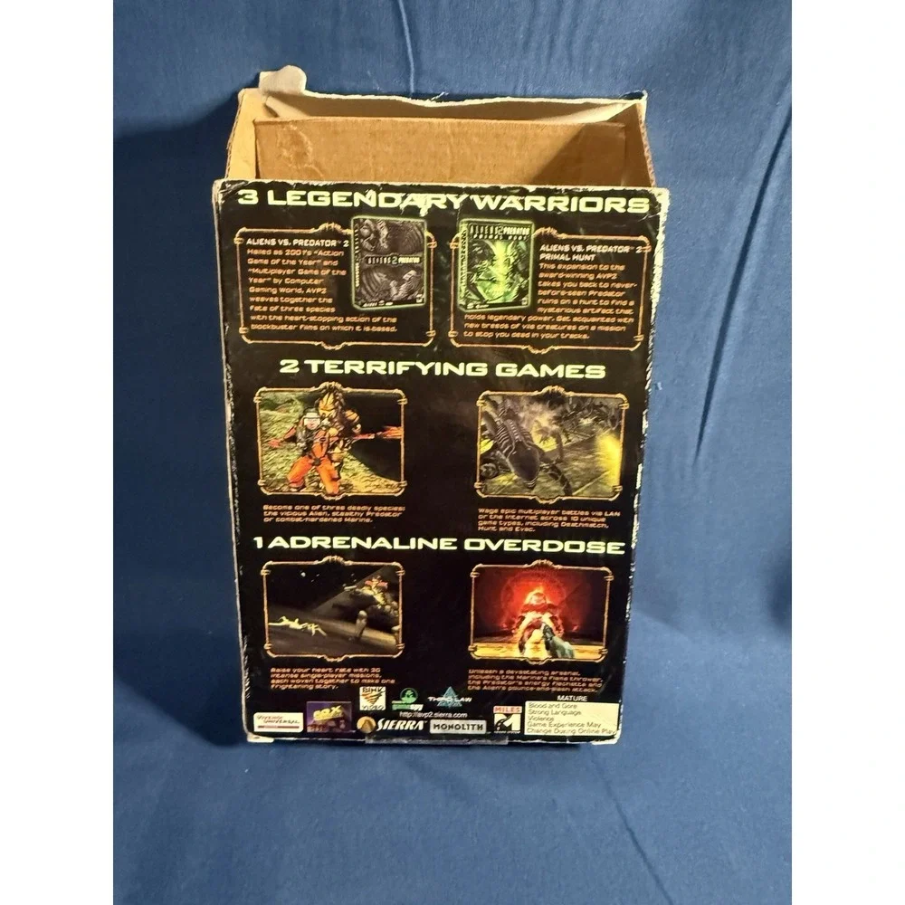 Aliens vs Predator 2 Gold Edition PC Game 2001 CIB with Primal Hunt Expansion